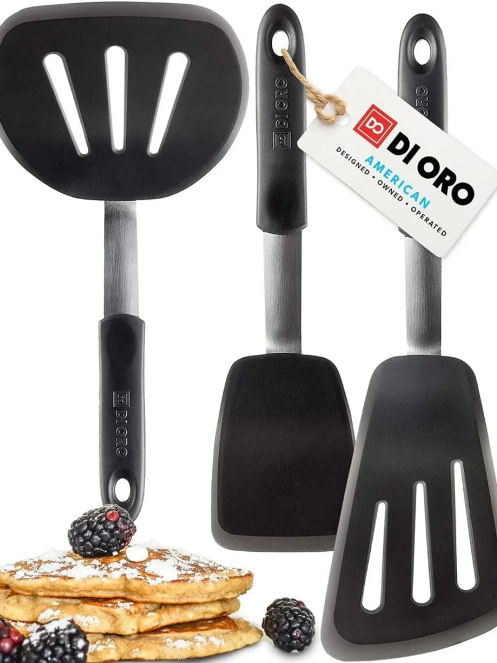 Heat Resistant Silicone Turner Spatula Set - 3-Piece Kitchen Utensils, 600°F